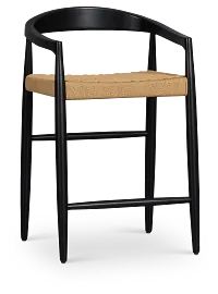 Santorini Black Curved 24" Woven Barstool