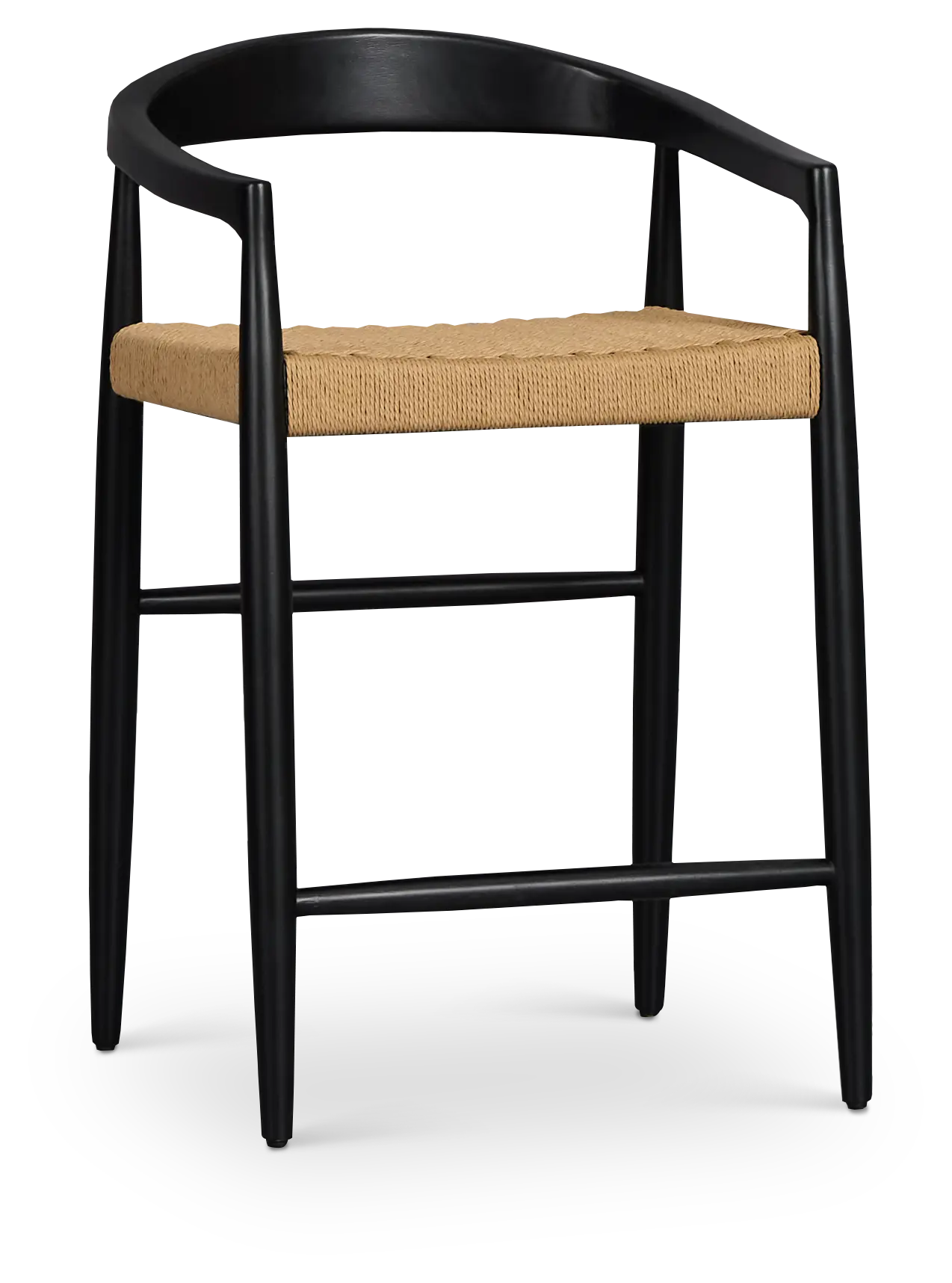 Santorini Black Curved 24" Woven Barstool Santorini Black Curved 24" Woven Barstool