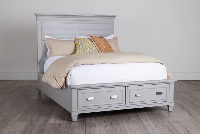 Cape Cod Gray Panel Storage Bed