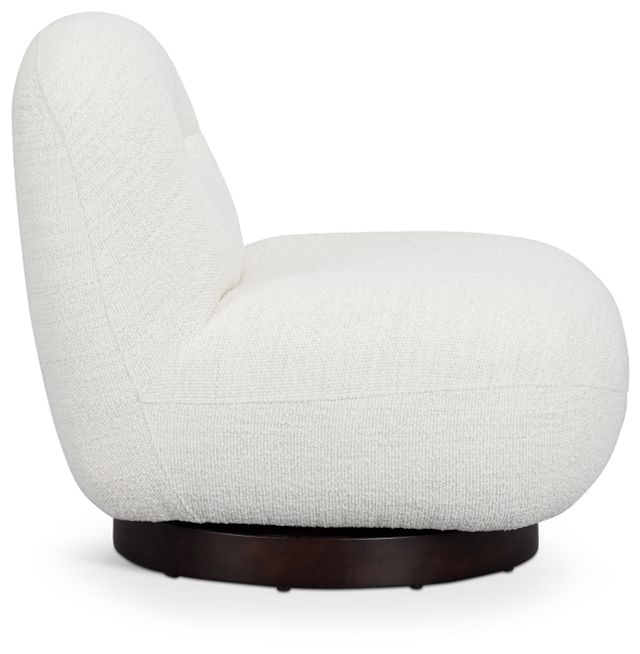 Aaliyah White Fabric Swivel Accent Chair