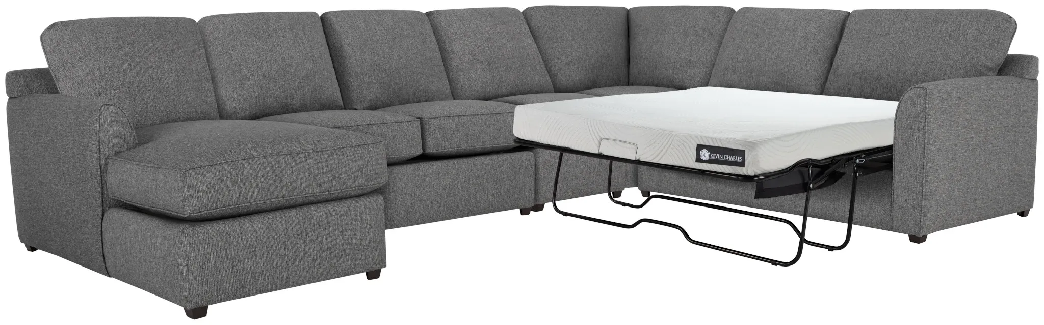 Asheville Gray Cool Mfoam Left Chaise Memory Foam Sleeper Sectional