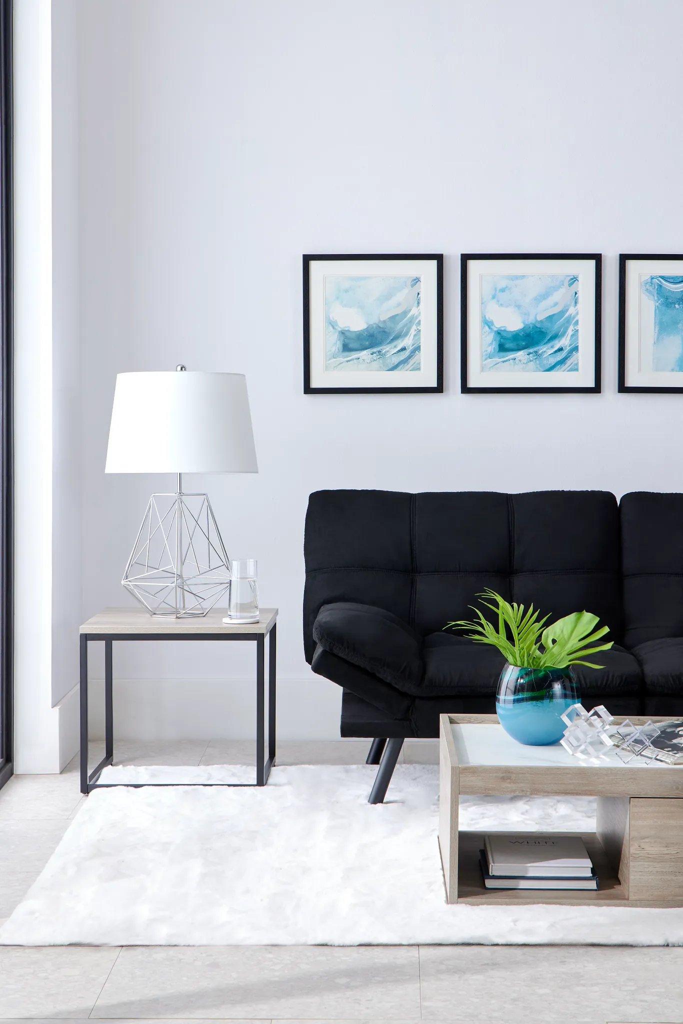 Bowie Black Micro Sofa Futon