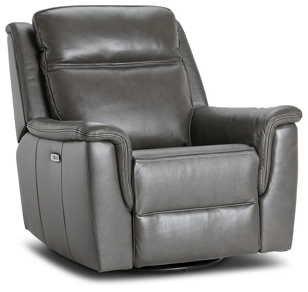 Aiden Dark Gray Leather Power Glider Recliner With Power Headrest
