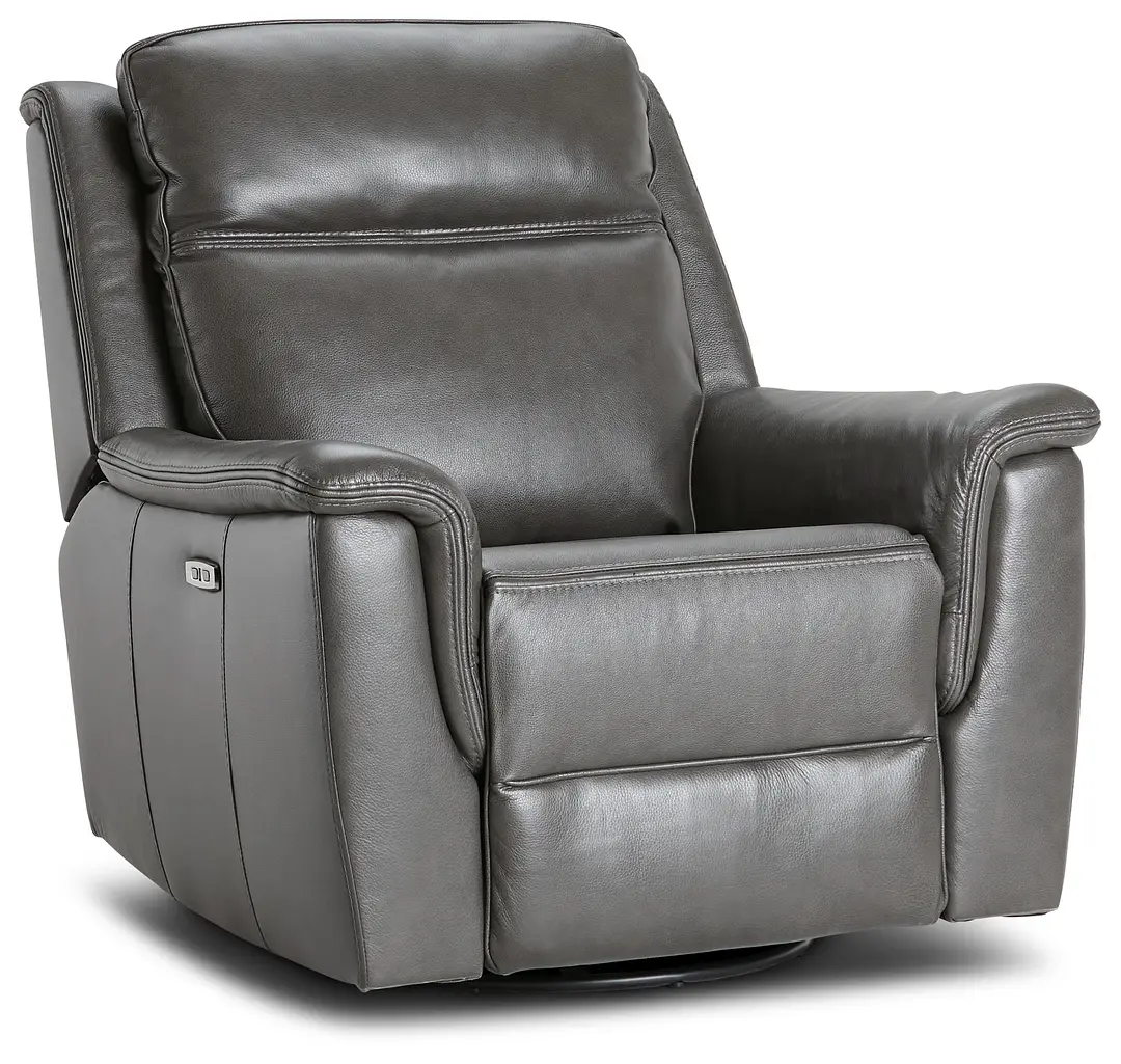 Aiden Dark Gray Leather Power Glider Recliner With Power Headrest Aiden Dark Gray Leather Power Glider Recliner With Power Headrest