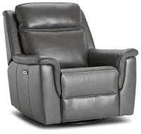 Aiden Dark Gray Leather Power Glider Recliner With Power Headrest