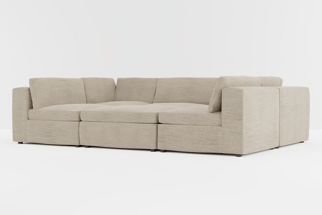 Destin Victory Taupe Fabric 6-piece Pit Sectional