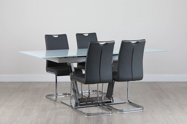 Treviso Gray Glass Table & 4 Upholstered Chairs (0)
