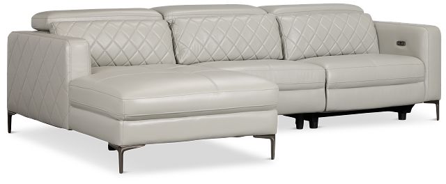 Ava Light Gray Micro Left Chaise Power Reclining Sectional