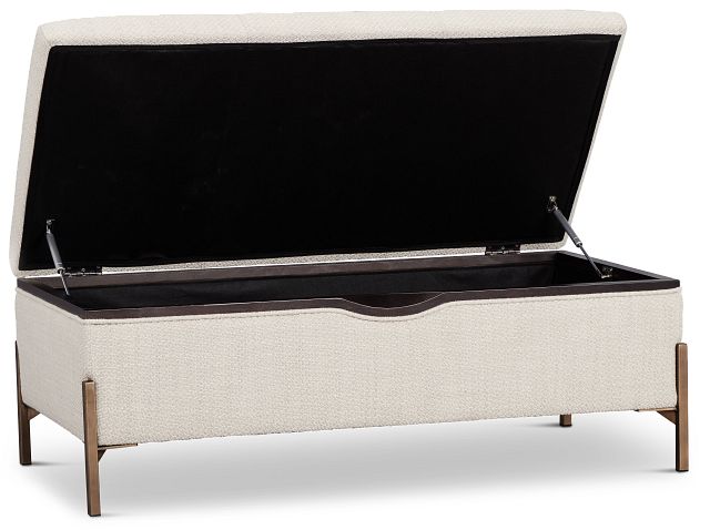 Karissa Dark Beige Rect Storage Accent Ottoman