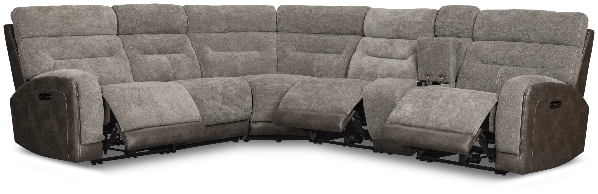 Travis Gray Fabric Medium Triple Power 2-arm Sectional