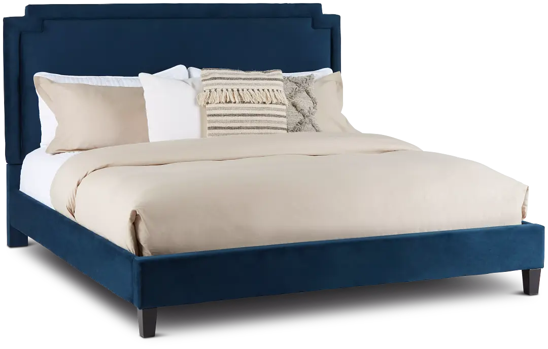 Whitney Dark Blue Uph Platform Bed Whitney Dark Blue Uph Platform Bed
