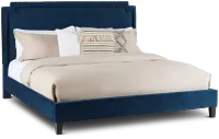 Whitney Dark Blue Uph Platform Bed