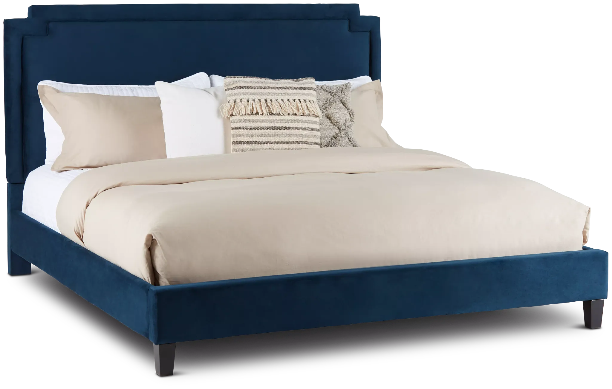 Whitney Dark Blue Uph Platform Bed