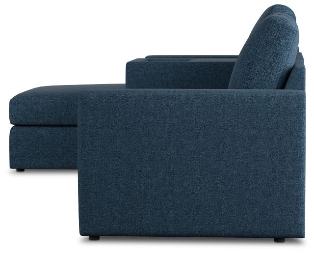 Citymod Blue Fabric Small Left Chaise Sectional With Media Console