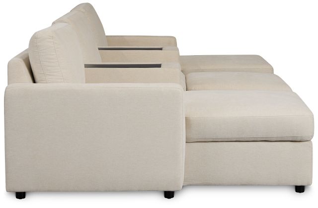 Addie Beige Fabric 6-piece Home Theater With Storage Consoles