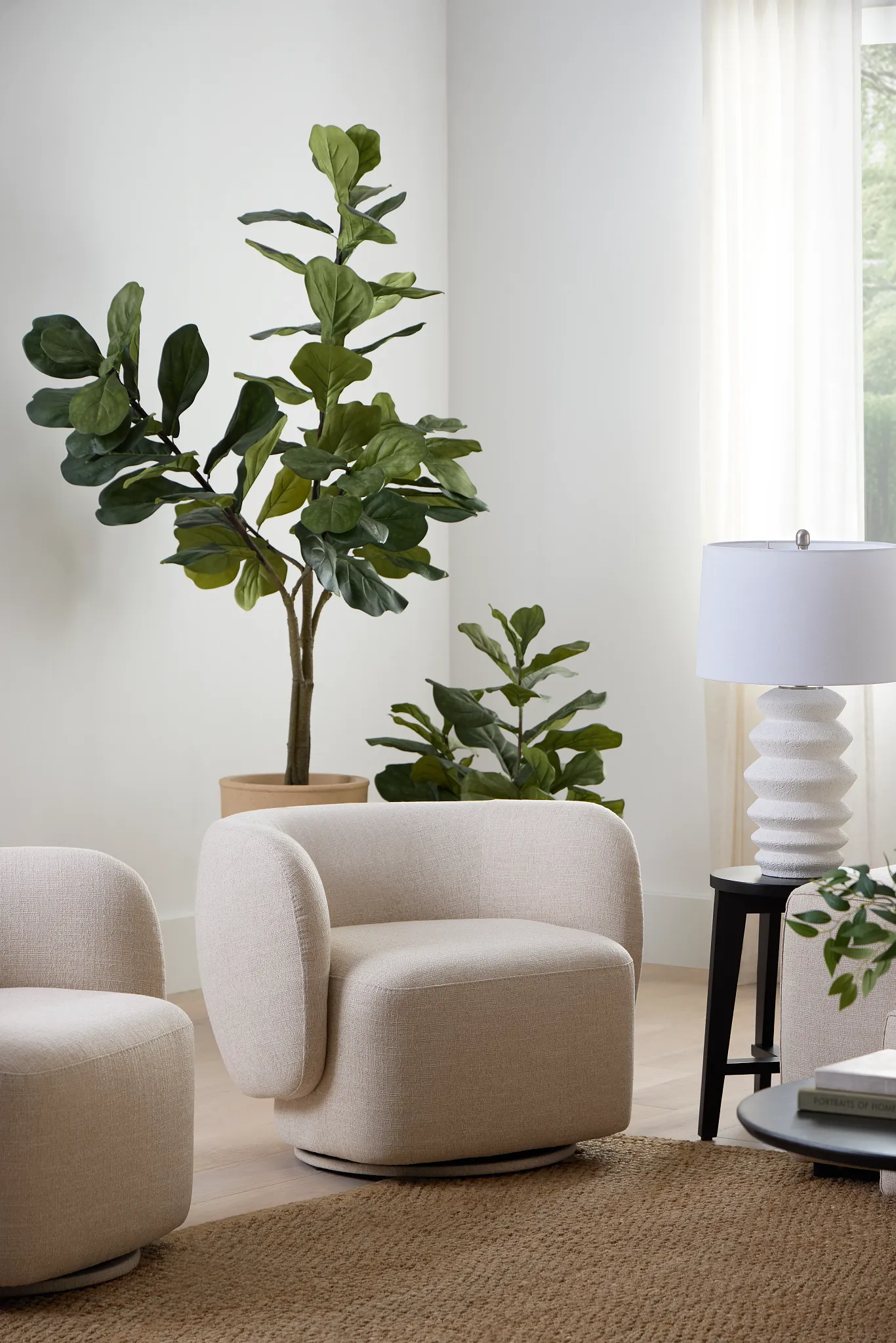 Cleo Beige Fabric Swivel Accent Chair