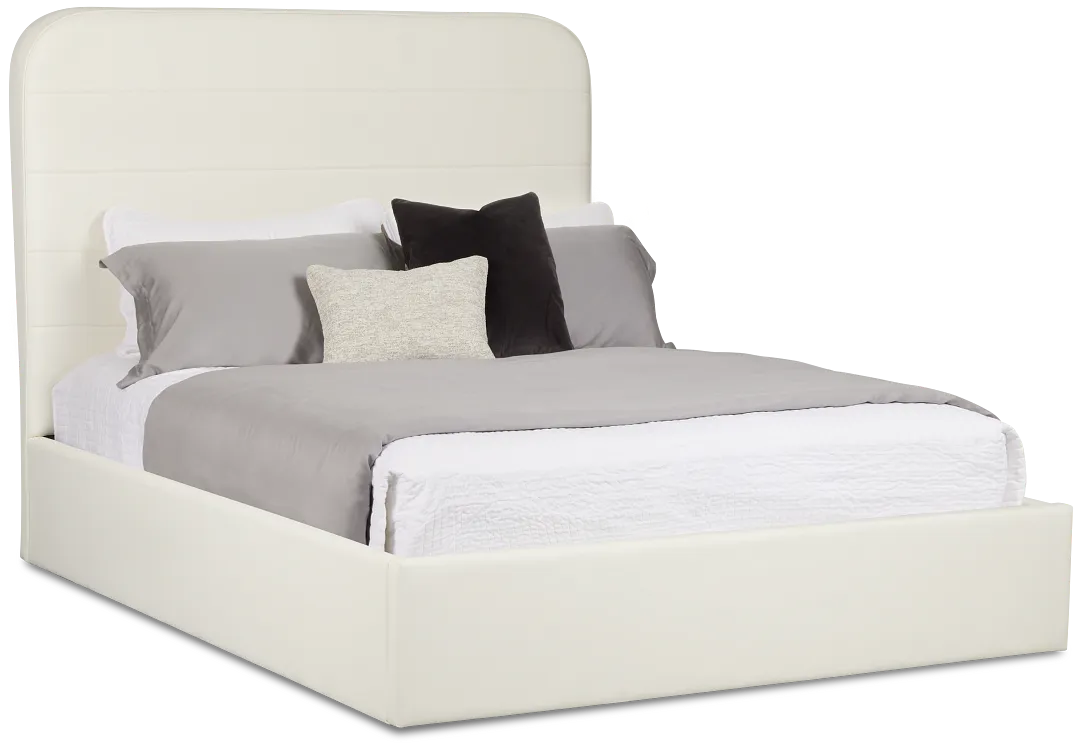 Doral White Curved Upholstered Platform Bed
