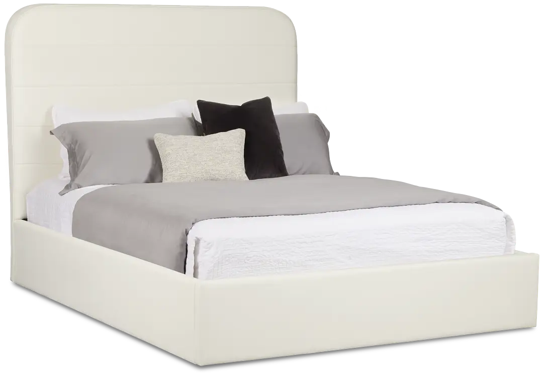 Doral White Curved Upholstered Platform Bed Doral White Curved Upholstered Platform Bed