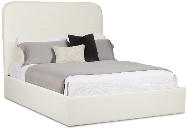 Doral White Curved Upholstered Platform Bed