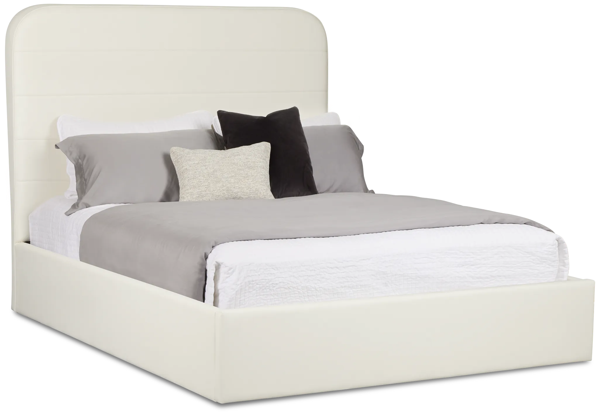 Doral White Curved Upholstered Platform Bed