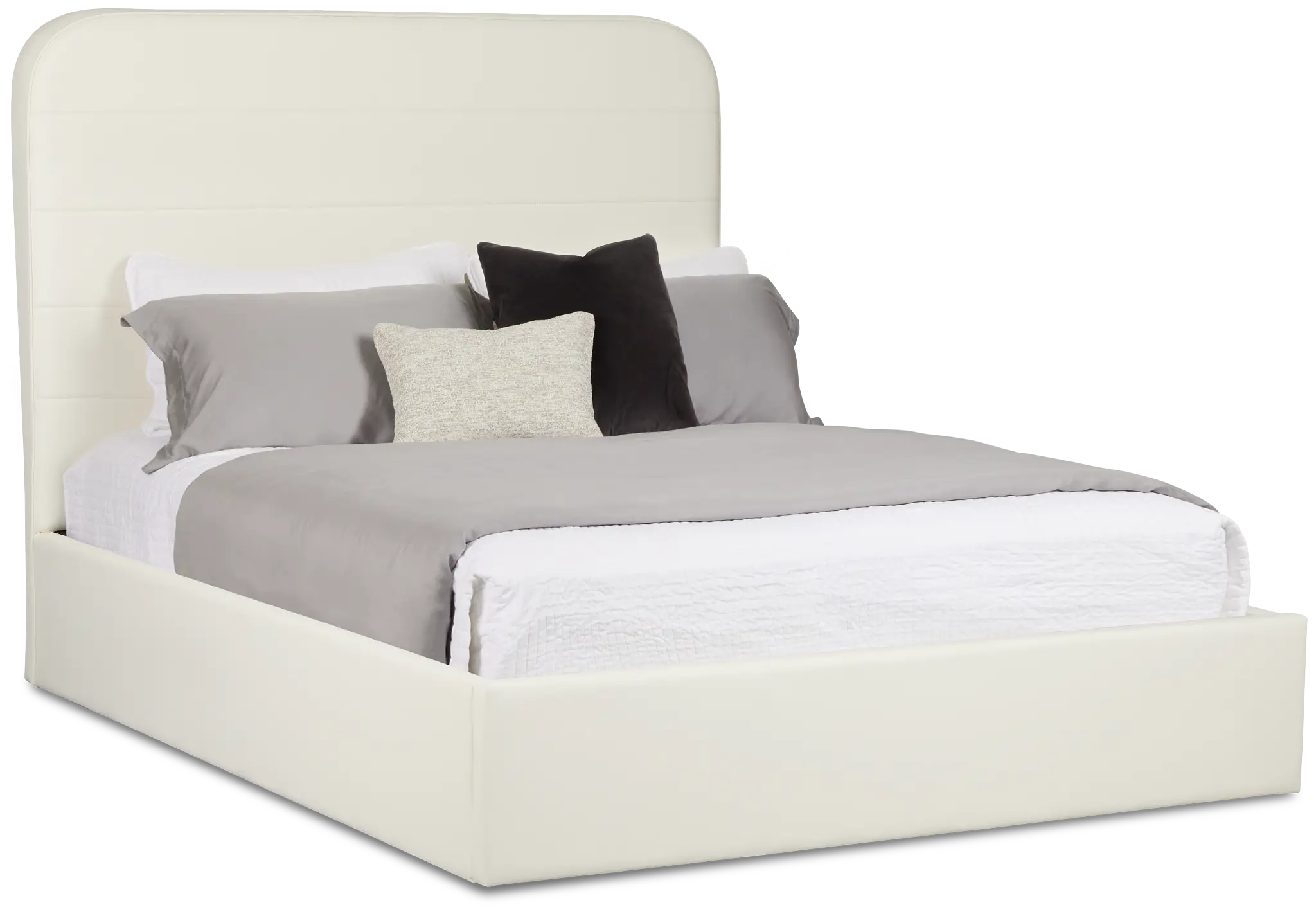 Doral White Curved Upholstered Platform Bed Doral White Curved Upholstered Platform Bed