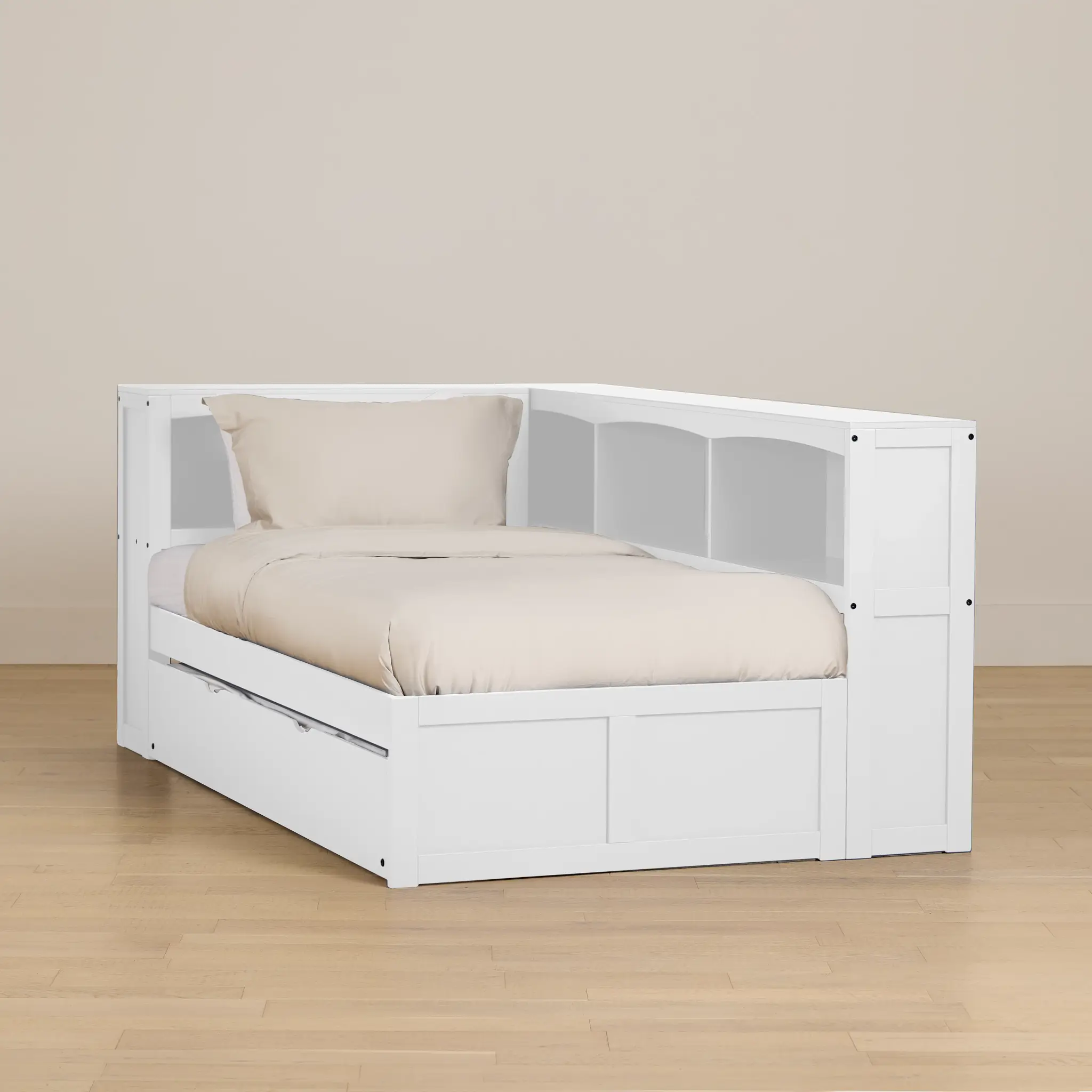 Charleston White Corner Bookcase Bed With Trundle Charleston White Corner Bookcase Bed With Trundle