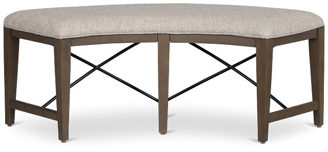 Heron Cove Light Tone Curved Upholstered Dining Bench