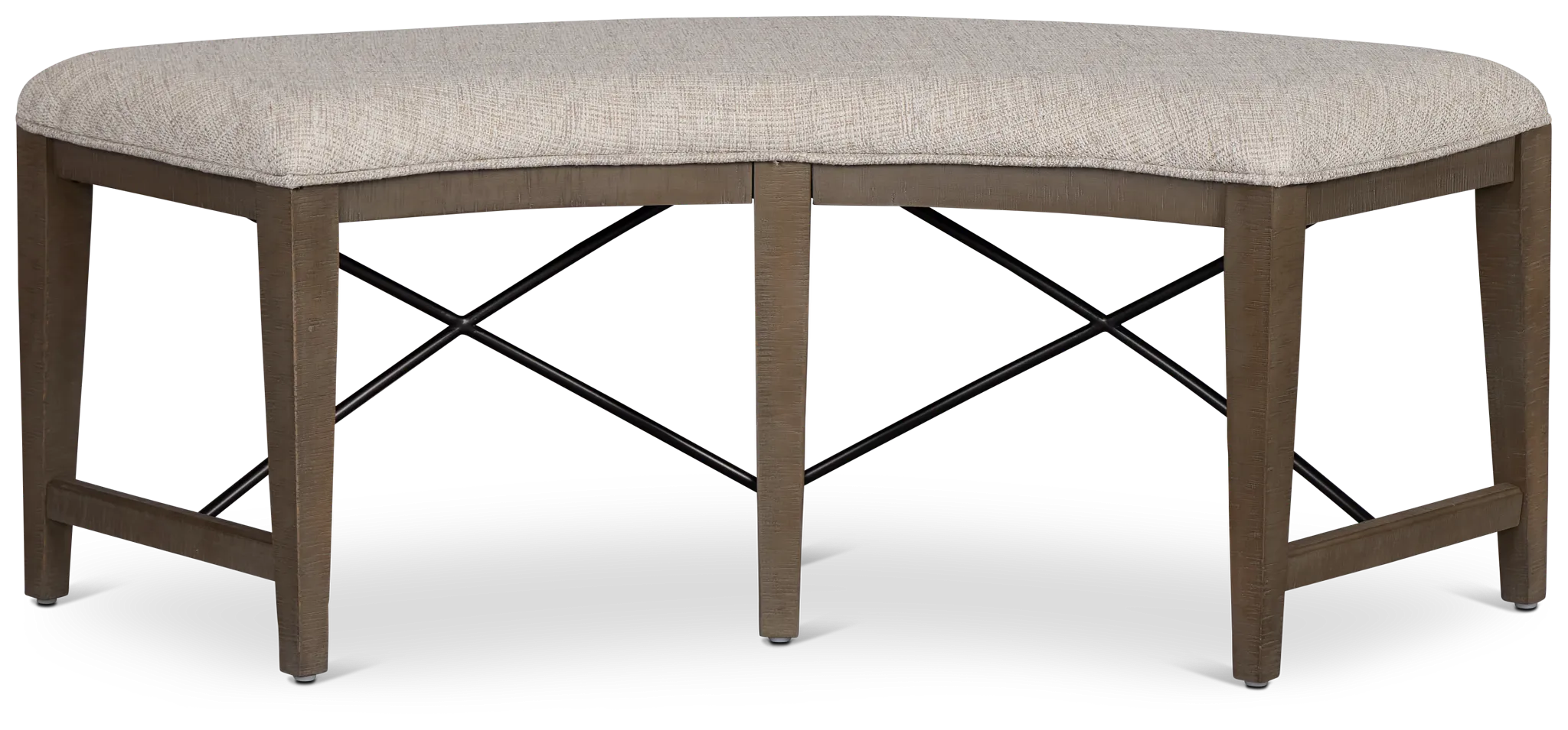 Heron Cove Light Tone Curved Upholstered Dining Bench