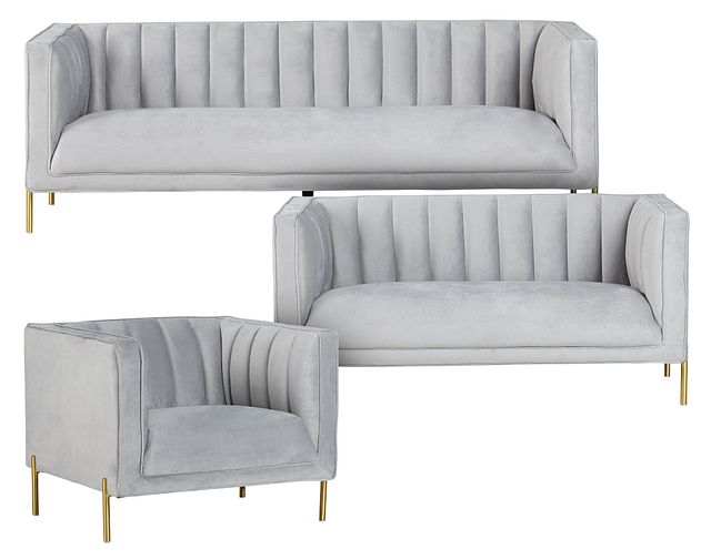 Bella Gray Velvet Living Room