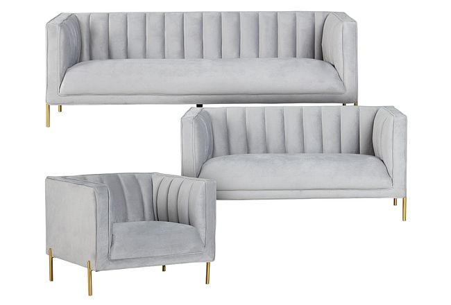 Bella Gray Velvet Living Room