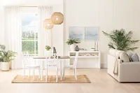 Edgartown Two-tone Drop Leaf Table & 4 White Wood Chairs