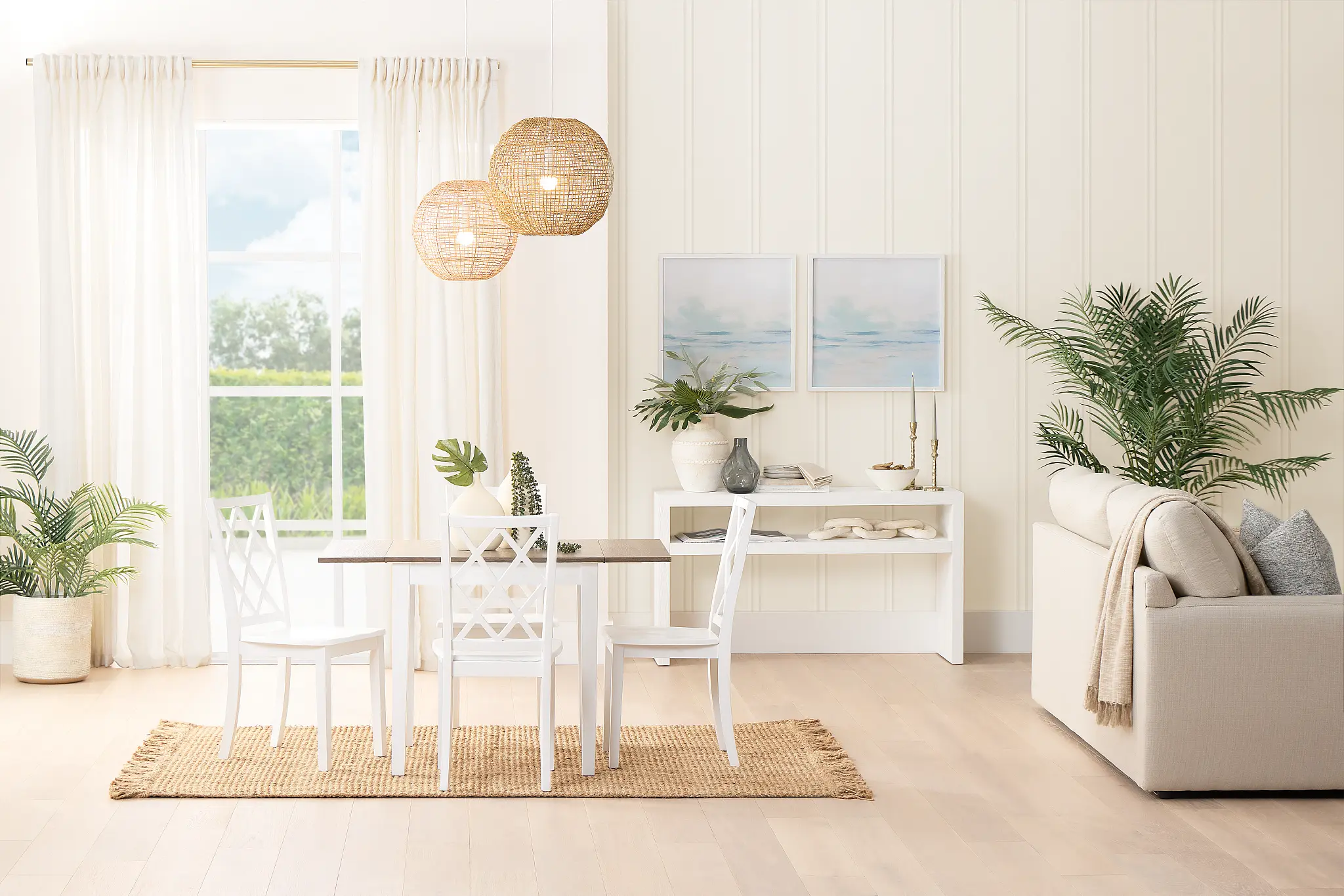 Edgartown Two-tone Drop Leaf Table & 4 White Wood Chairs Edgartown Two-tone Drop Leaf Table & 4 White Wood Chairs