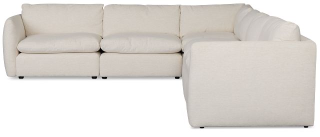 Serena White Fabric 5-piece Modular Sectional