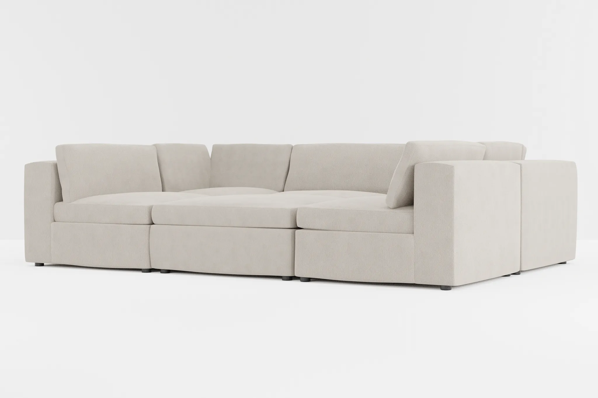 Destin Revenue Beige Fabric 6-piece Pit Sectional