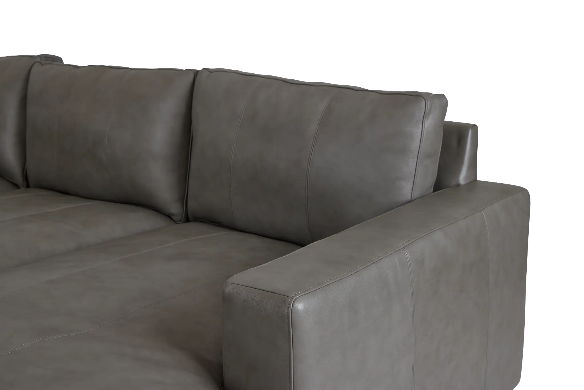 Dawkins Gray Leather Large Right Chaise Sectional Dawkins Gray Leather Large Right Chaise Sectional