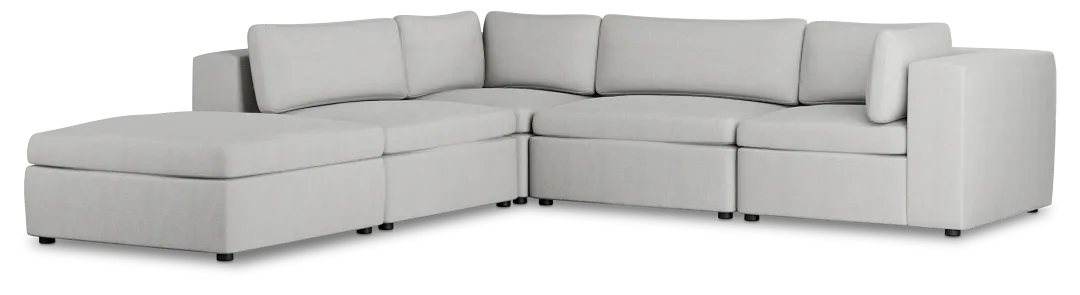 Destin Sutton Gray Fabric 5pc Bumper Sectional