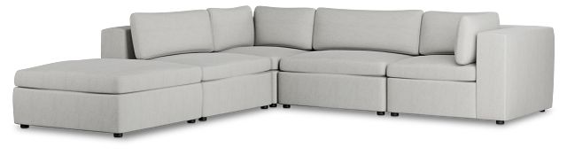 Destin Sutton Gray Fabric 5pc Bumper Sectional