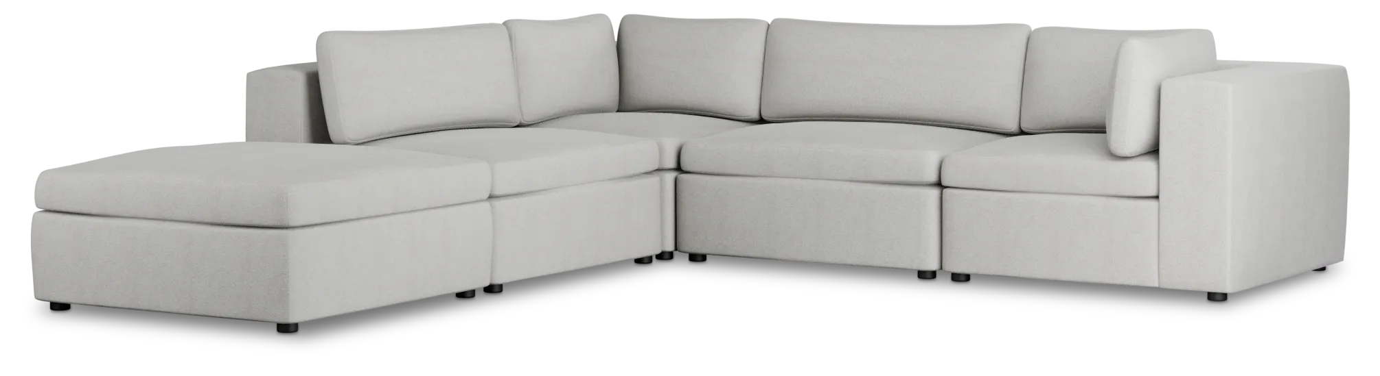 Destin Sutton Gray Fabric 5pc Bumper Sectional