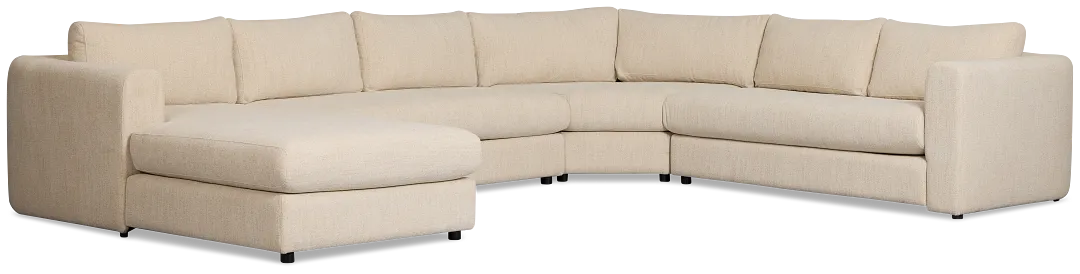 Alma Light Beige Fabric Medium Left Chaise Wedge Sectional