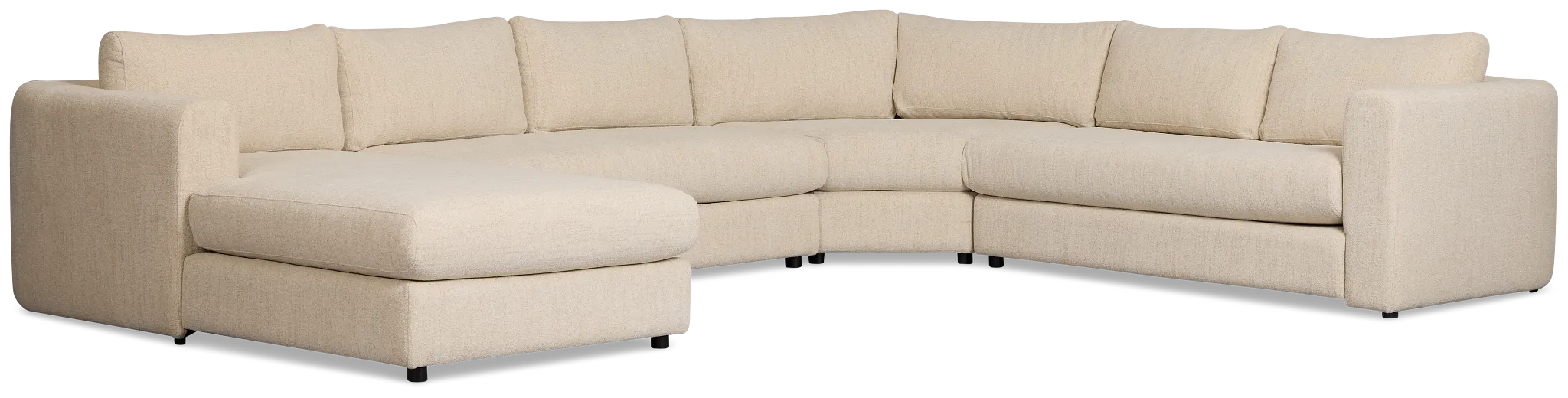 Alma Light Beige Fabric Medium Left Chaise Wedge Sectional