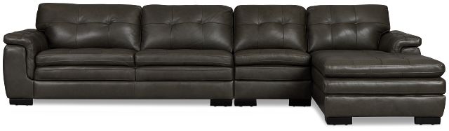 Braden Dark Gray Leather Small Right Chaise Sectional