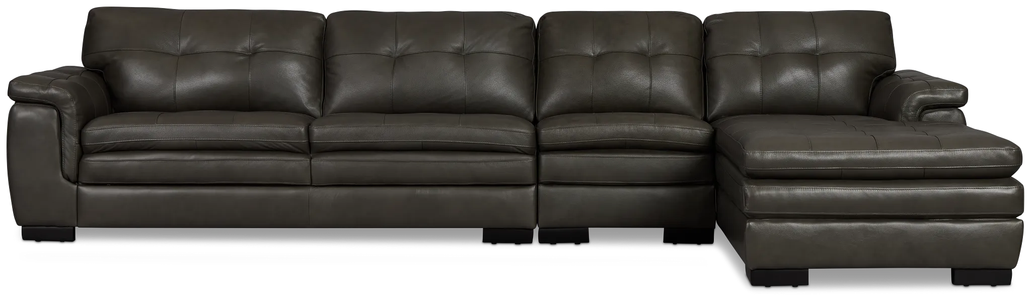 Braden Dark Gray Leather Small Right Chaise Sectional