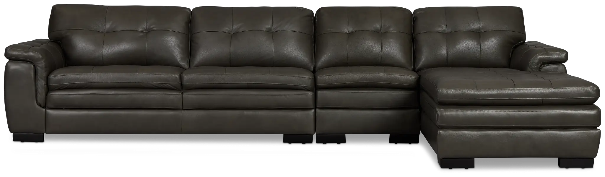 Braden Dark Gray Leather Small Right Chaise Sectional Braden Dark Gray Leather Small Right Chaise Sectional