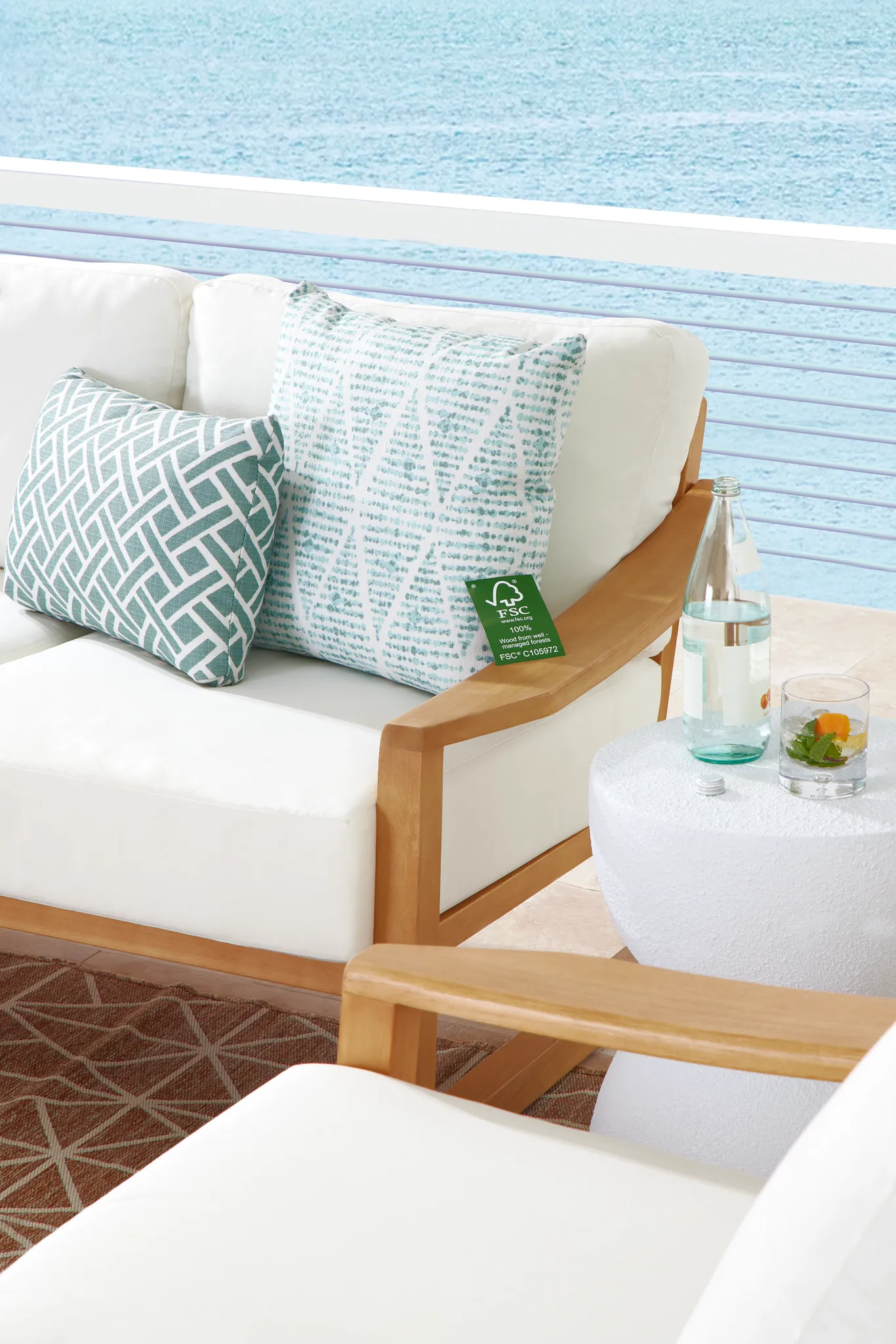 Tobago Light Tone Sofa With White Cushions