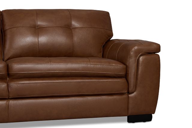 Braden Medium Brown Leather Small Left Bumper Sectional