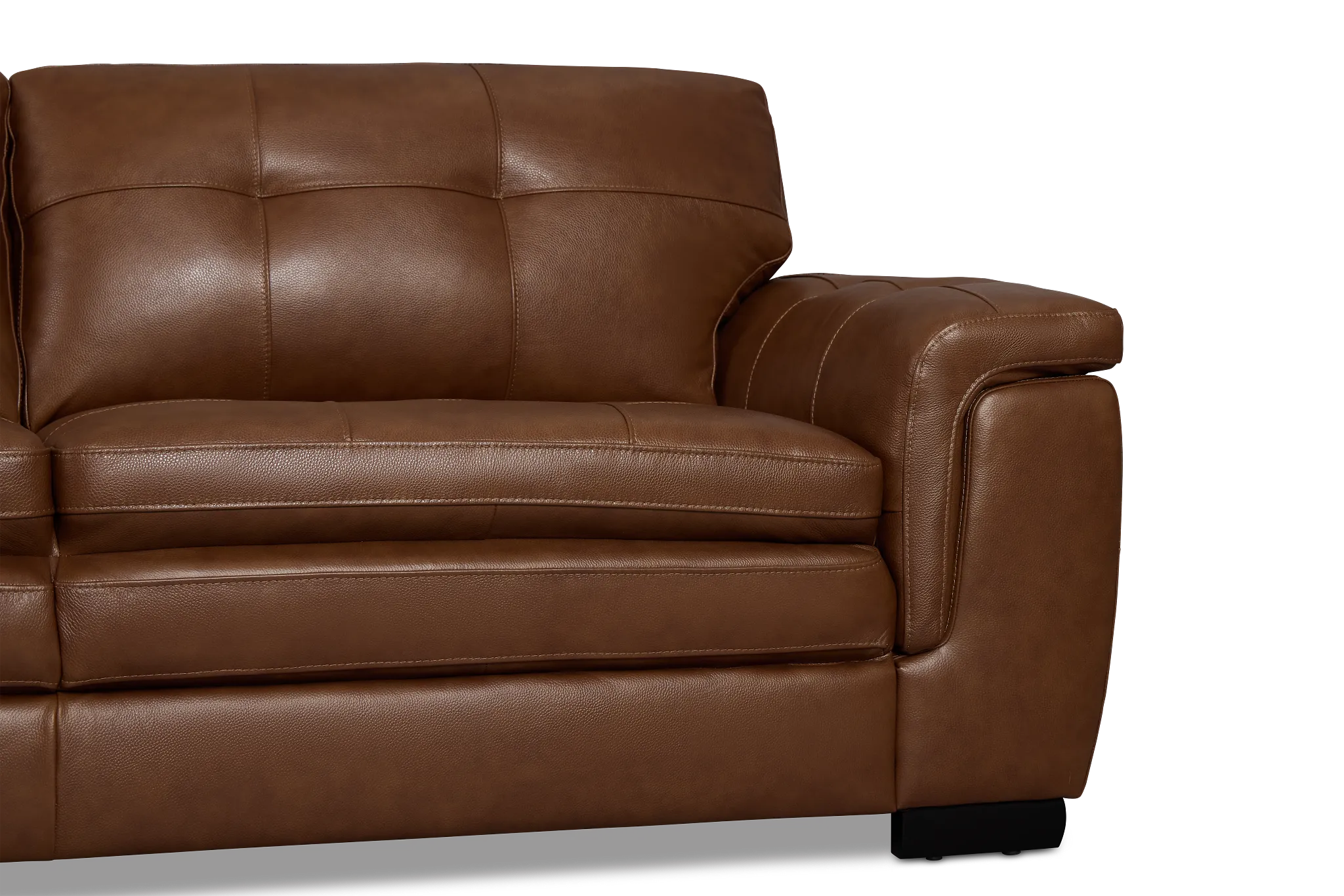 Braden Medium Brown Leather Small Left Bumper Sectional