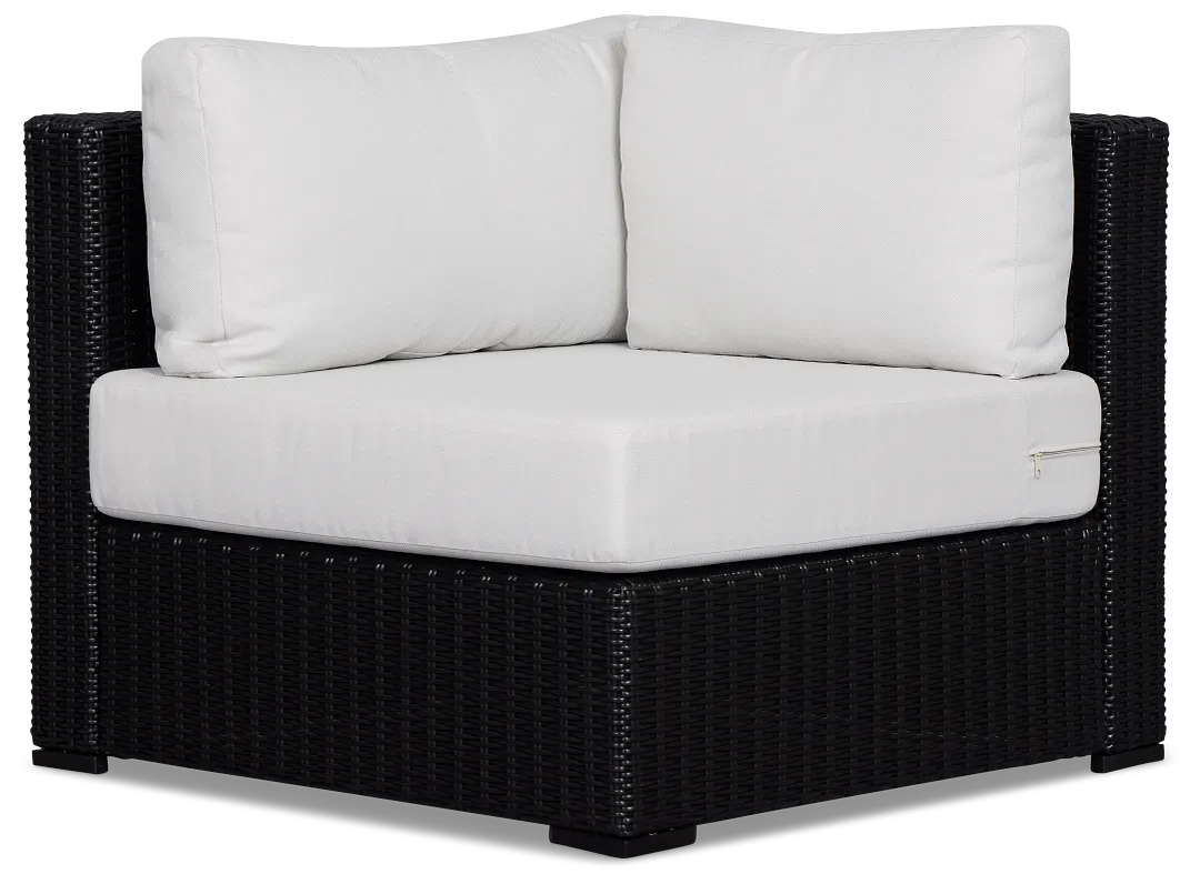 Montecito Black Corner Chair With Light Beige Cushions