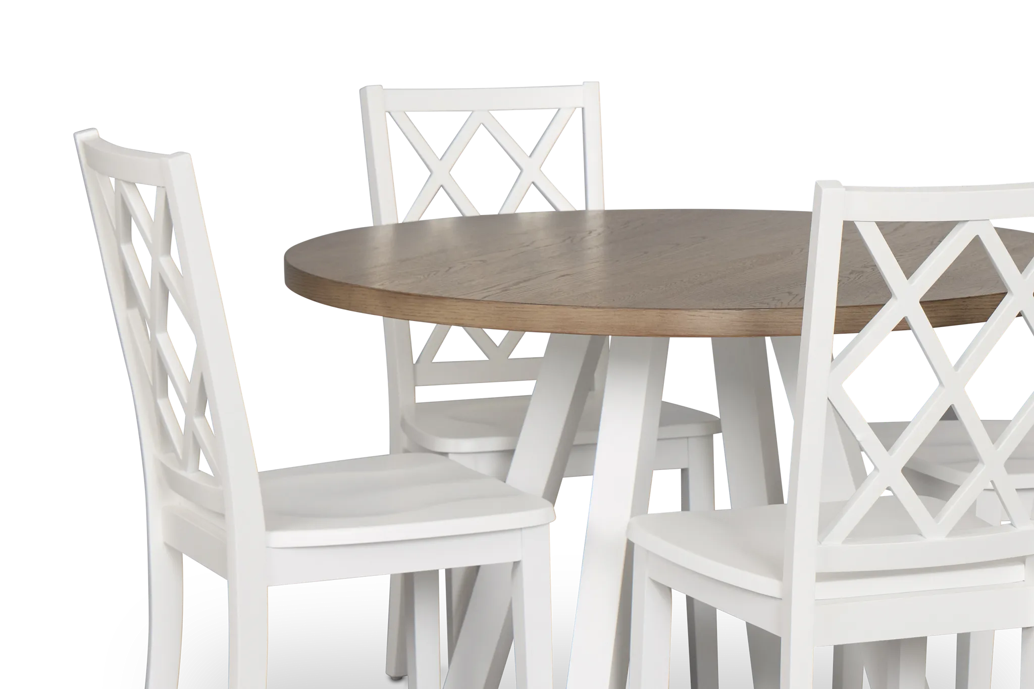 Edgartown Two-tone Round Table & 4 White Wood Chairs