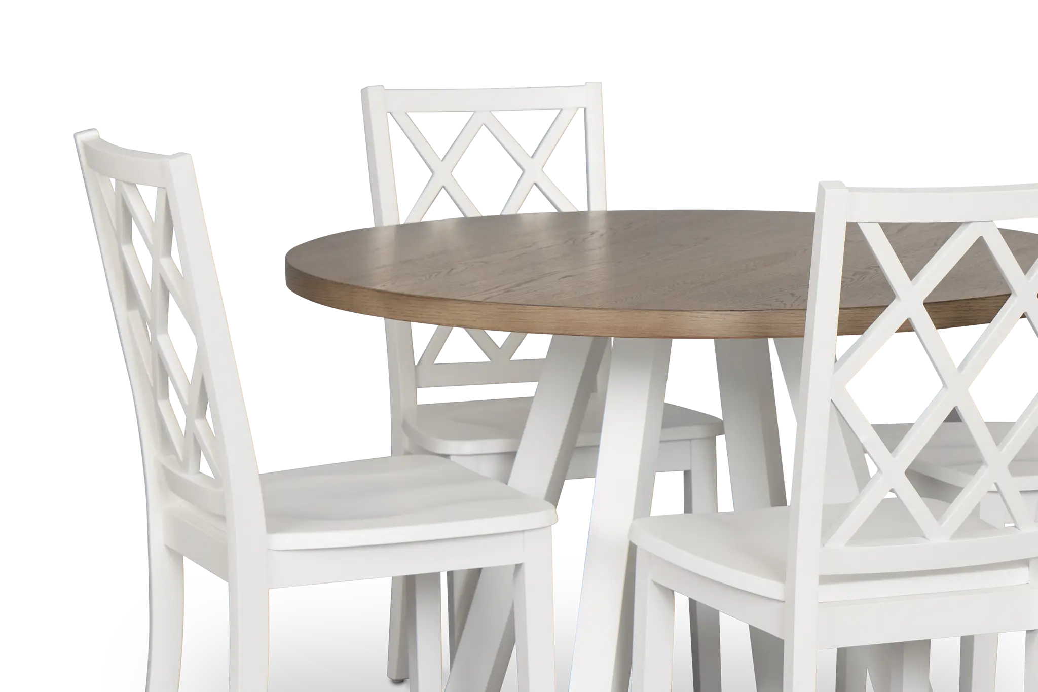 Edgartown Two-tone Round Table & 4 White Wood Chairs Edgartown Two-tone Round Table & 4 White Wood Chairs