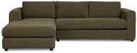 Alma Dark Green Fabric Left Chaise Sectional